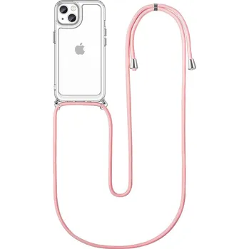 Pouzdro na mobilní telefon Kryt iPhone 11 silikon s růžovou šňůrkou průhledný (obal neboli pouzdro na iPhone 11)