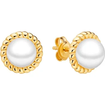Náušnice Gaura Pearls Náušnice s bílou perlou Patricia Gold - stříbro 925/1000 SK25490GYE/W Zlatá Bílá