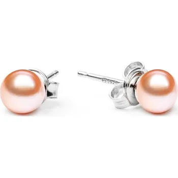 Náušnice Gaura Pearls Náušnice s růžovou 5.5-6 mm říční perlou Chloe I, stříbro 925/1000 EFB06/P Růžová