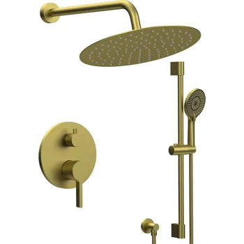 Vodovodní baterie Sapho ICONIC podomítkový sprchový set s pákovou baterií, 2 výstupy, posuvný držák sprchy, zlato mat - AF042GB-02