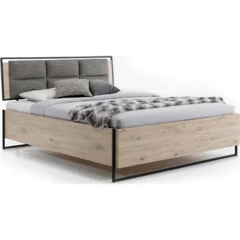 Postel Manželská postel Glassloft 180 cm - dub bordeaux / černá kovová konstrukce