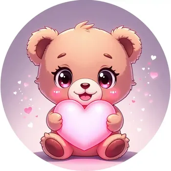 Přisada na vaření a pečení Obrázek Jedlý papír na dort Medvídek se srdcem