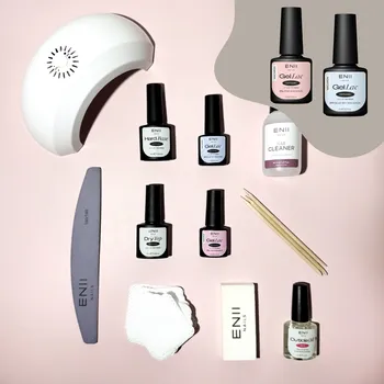 Lak na nehty ENII NAILS ENII Gel Lak Sada Mini pro začátečníky - Růžová a Baby blue (s lampou)