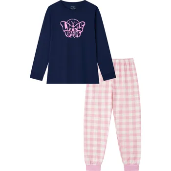 Chlapecké pyžamo Dívčí pyžamo - Wolf S2553, tmavě modrá / růžová Barva: Modrá tmavě, Velikost: 140
