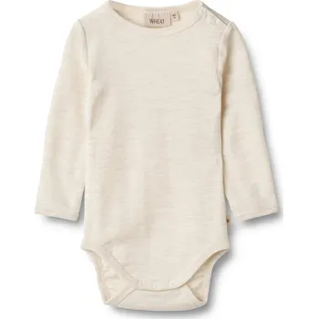Kojenecký body Merino body dětské dlouhý rukáv krémové eggshell melange Lucca Wheat Velikost: 92