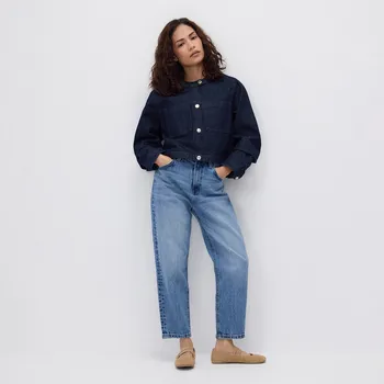 Dámské oblečení Reserved - Mom jeans se zkrácenou nohavicí - modrá - 831IU-50J - 831IU-50J-32