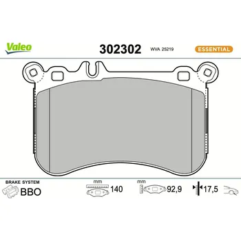 Brzdová destička Sada brzdových destiček, kotoučová brzda VALEO 302302