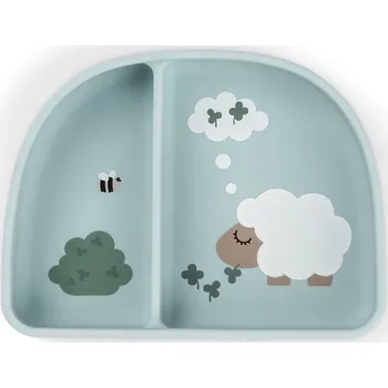 dětská miska DONE BY DEER Stick and stay silikonová miska Tiny farm - modrá