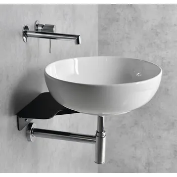 Umyvadlo Sapho TETRIS umyvadlo s konzolí pro podomítkovou baterii, černá mat - TZ429-01