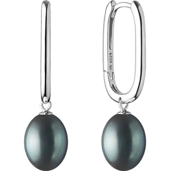 Náušnice Gaura Pearls Stříbrné náušnice s černou řiční perlou Shannon, stříbro 925/1000 SK20460EL/B Černá