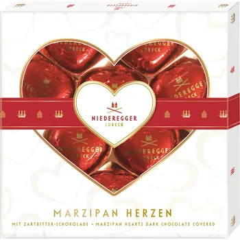 Bonboniéra NIEDEREGGER Marzipan Herzen, 125g NOVINKA
