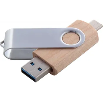 USB flash disk BooSpin OTG USB flash disk Tampontisk (max. 4 barvy, 10 x 10mm) 1 barva 5 Dřevěná část - vpředu