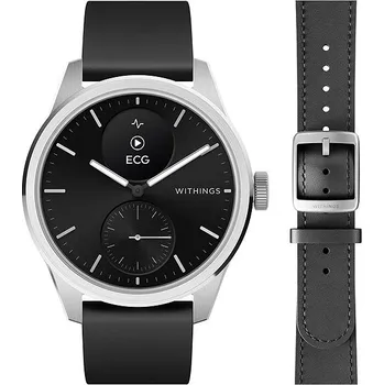 Chytré hodinky Withings ScanWatch 2 42mm Black s koženým řemínkem