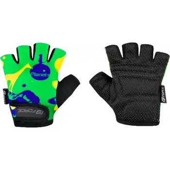 Cyklistické rukavice Force Planets dětské rukavice zelená/žlutá vel. M