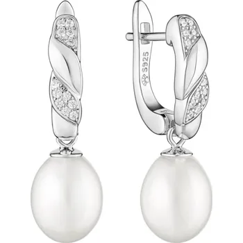 Náušnice Gaura Pearls Stříbrné náušnice s bílou 8.5-9 mm perlou Selena, stříbro 925/1000 SK23103EL/W Bílá
