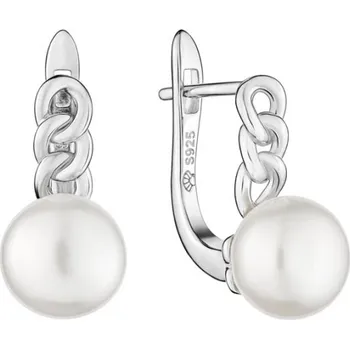 Náušnice Gaura Pearls Stříbrné náušnice s bílou perlou Laura, stříbro 925/1000 SK24101EL/W Stříbrná Bílá