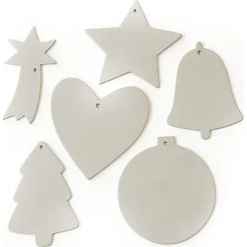 Vánoční dekorace Světle šedá sada kožených vánočních ozdob Isaiah