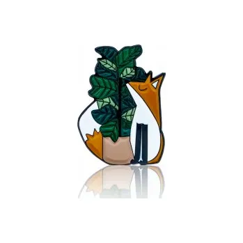Náhradní díl pro kávovar Pinbox - Liška s květinou - kovová brož