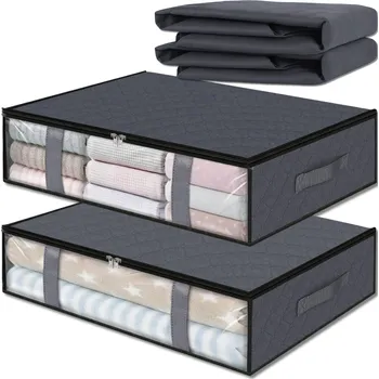 Organizér oblečení Camerazar Organizér do skříně na ložní prádlo, sada 2 tašek, velký, šedý, 60x45cm