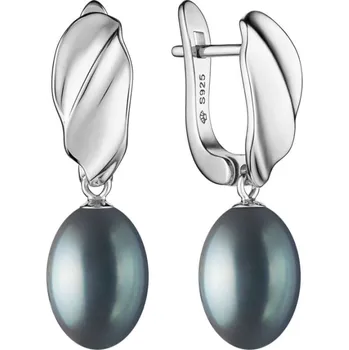 Náušnice Gaura Pearls Stříbrné náušnice s černou perlou Calista - stříbro 925/1000 SK25100EL/B Stříbrná Černá