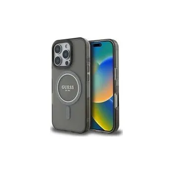 Pouzdro na mobilní telefon Guess IML Glitter Ring MagSafe kryt pro iPhone 16 Pro černý