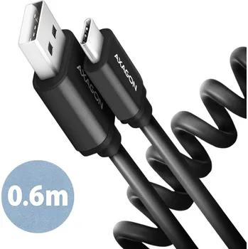 Kabel do PC AXAGON BUCM-AM10TB, TWISTER kabel USB-C USB-A, 0.6m, USB 2.0, 3A, ALU, tpe, černý