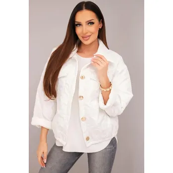 Přechodná prošívaná bunda s květinovým vzorem model 5719 bílá