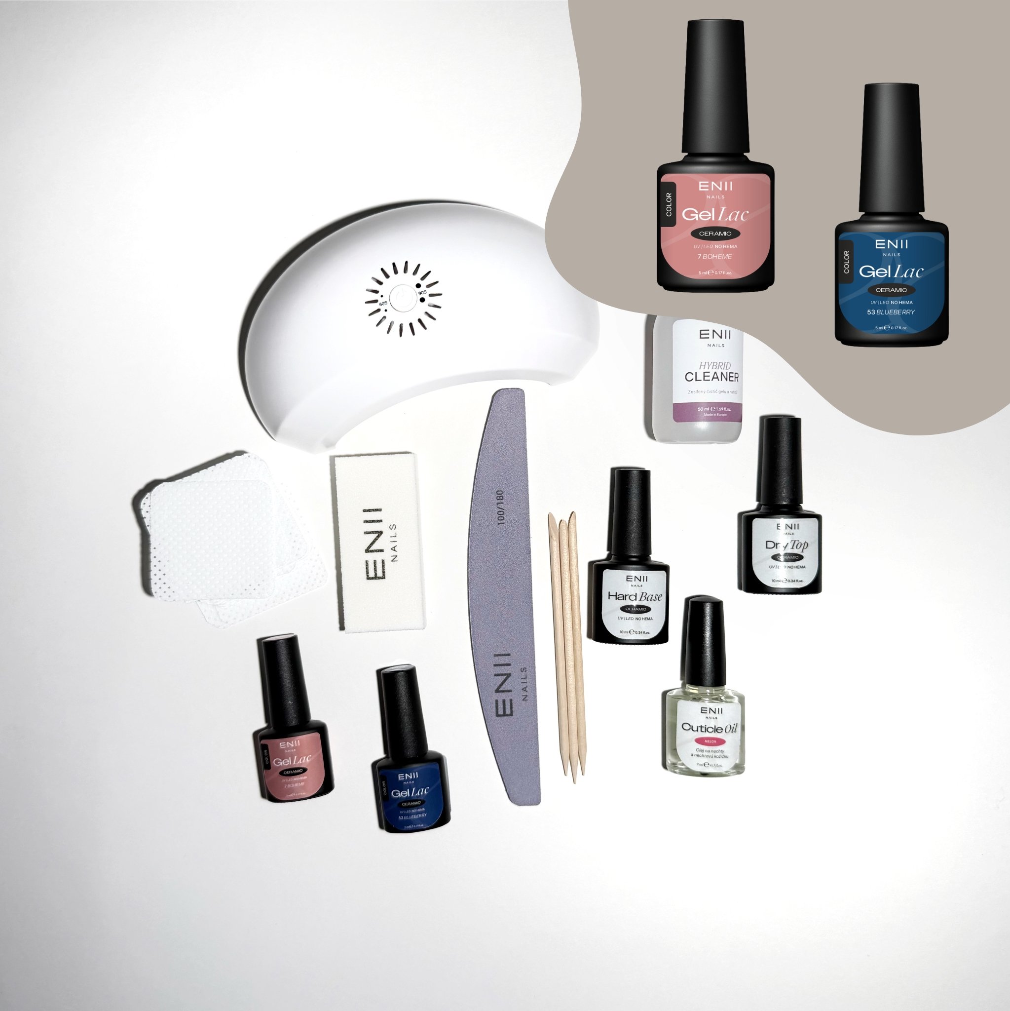 ENII NAILS ENII Gel Lak Startovací Sada s lampou 24W - Blue & Nude Edition