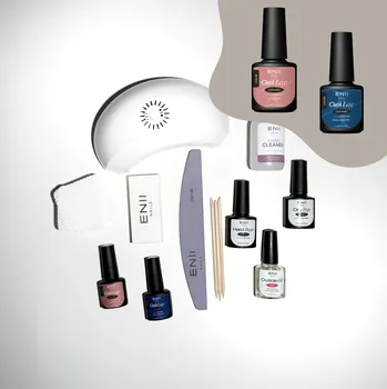 Lak na nehty ENII NAILS ENII Gel Lak Startovací Sada s lampou 24W - Blue & Nude Edition