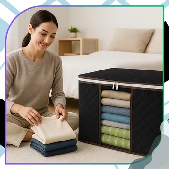 Organizér oblečení Camerazar Organizér 90l sada 4 tašek do šatní skříně, velký černý