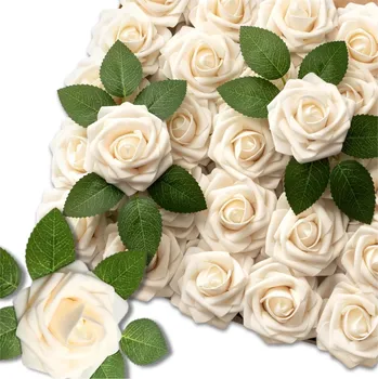 umělá květina Camerazar Sada umělých květin růží 25 ks dekorativní ecru