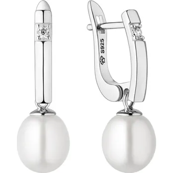 Náušnice Gaura Pearls Stříbrné náušnice s bílou perlou Poggia, stříbro 925/1000 SK22380EL/W Bílá