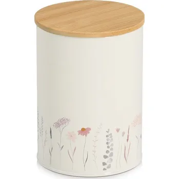 Dóza na potraviny Zeller Kovová dóza s bambusovým víkem Flowers 1,4 l, 11 × 16 cm