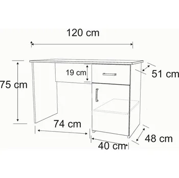 Psací stůl Obdélníkový psací stůl Gindo 120 x 51 x 75 cm bílý