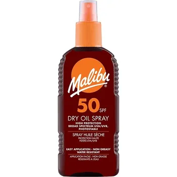 Přípravek na opalování SUCHÝ OLEJ NA OPALOVÁNÍ MALIBU VE SPREJI 200 ML SPF50 LEHKÁ FORMULE