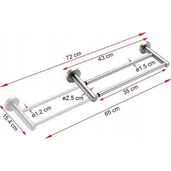 Držák na ručník Rozkládací Věšák na Ručníky s Nastavením 43-72 cm Dvojitý Chrom