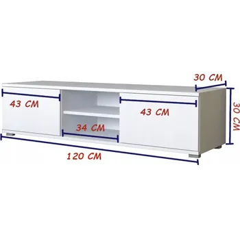 Televizní stolek TV stolek do obýváku 2 zásuvky police stojící 120x32x30cm dub artisan bílý