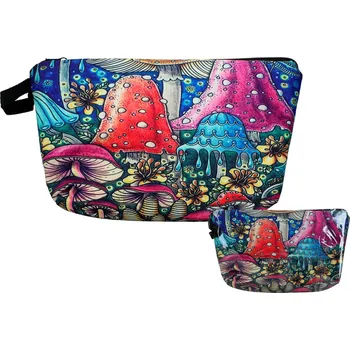 Kosmetická taška Dámská kosmetická taštička Houby Cestovní organizér na kosmetiku POUZDRO DÁREK