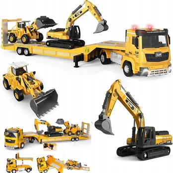 autíčko STAVEBNÍ VOZIDLO S PŘÍVĚSEM, BAGR A BULDOZER - SVĚTLA, ZVUKY