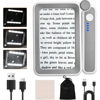 Lupa SKLÁDACÍ LUPA NA ČTENÍ, LUPA SKLO ZVĚTŠOVACÍ NA ČTENÍ 4X S 10 LED