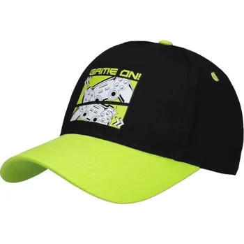 Čepice Chlapecká čepice s kšiltem Lewro ERIKAS 8/11 Černá, Světle zelená, Bílá