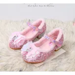 Frozen (Ledové království) Dívčí elegantní sandálky královny Elsy z pohádky "Frozen" s kožíškem Barva: Růžová, Velikost: 28