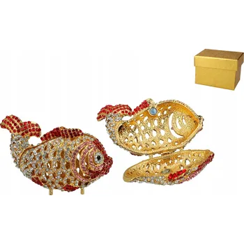 Šperkovnice KOVOVÁ KAZETA RYBA ŠPERKOVNICE NA BIŽUTERII KRABIČKA DEKORATIVNÍ FIGURKA RYBY