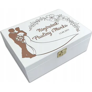 Dárková krabička Bílá NEZBYTNÁ KRABIČKA NA SVATBA svatební hostina DÁREK suvenýr krabička GRAVÍROVÁNÍ