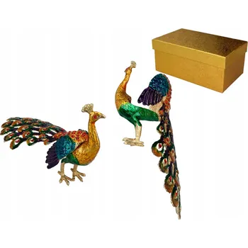 Šperkovnice KOVOVÁ KAZETA PÁV ŠPERKOVNICE NA BIŽUTERII KRABIČKA DEKORATIVNÍ FIGURKA PTÁKA