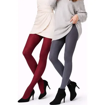 Dámské punčochy 2-balení dámských punčochových kalhot Microfibra 50 DEN – vínová + šedá S/M