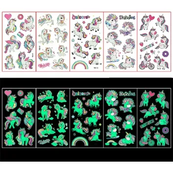 Odstranitelné tetování Dětské dočasné tetování - JEDNOROŽCI - SVÍTÍCÍ VE TMĚ (Značka: TAKARA TOMY)
