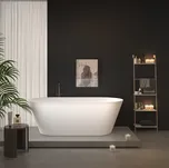 Erga Rhea, volně stojící vana 150x75 cm + odtoková zátka, bílá lesklá, ERG-RHEA-150075-WH-WH