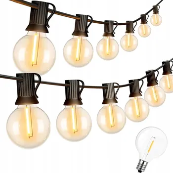 Venkovní osvětlení LED SVĚTELNÝ ŘETĚZ ZAHRADNÍ GIRLANDA 18m 30x ZAHRADNÍ ŽÁROVKY VENKOVNÍ