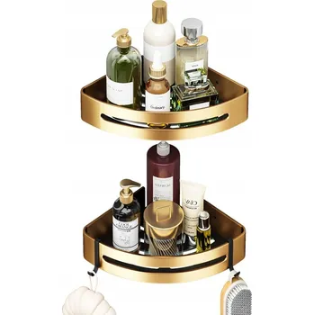 Drátěná police ROHOVÁ POLIČKA DO KOUPELNY 2ks samolepicí zlatá